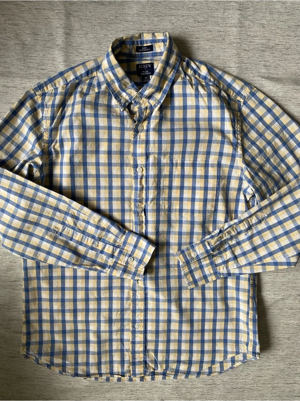 J. Crew Blue and Cream Check Button-Down Shirt